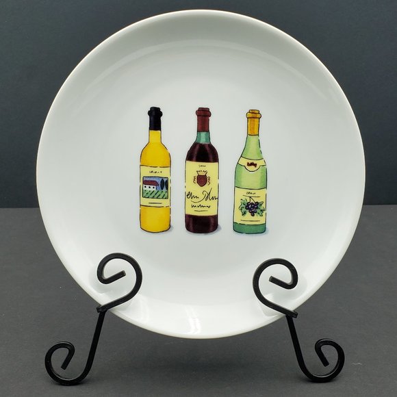 Boston Warehouse Wine & Cheese Appetizer Plates Nancy Green Dessert Snack Plates - Picture 2 of 7